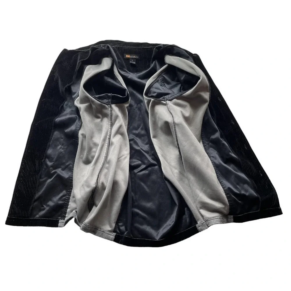 Vintage Streetwear GODBODY Collection Jacket Black Size Large Flocked PVC 90s